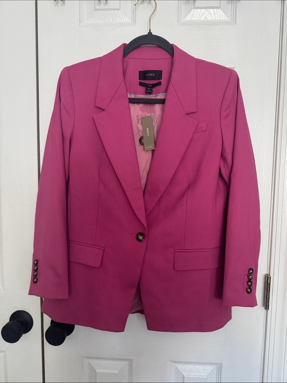 NWT J.Crew Willa Blazer in Garden Dahlia Pink Italian City Wool Jacket 6P Lined